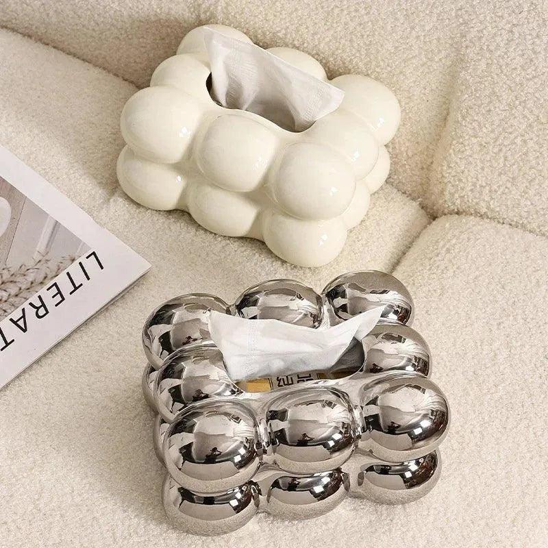 Decorative Ceramics Marshmallow Shape Tissue Box Case │ Modern Napkin Holder Organizer - Besontique Home