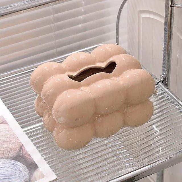 Decorative Ceramics Marshmallow Shape Tissue Box Case │ Modern Napkin Holder Organizer - Besontique Home