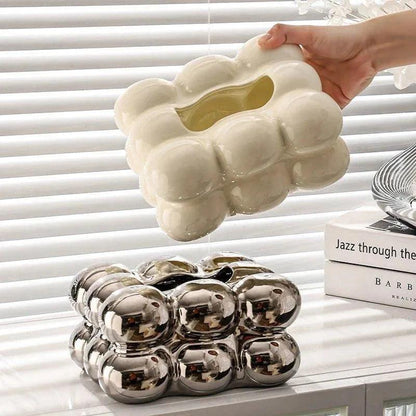 Decorative Ceramics Marshmallow Shape Tissue Box Case │ Modern Napkin Holder Organizer - Besontique Home