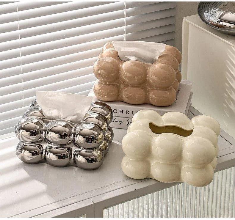 Decorative Ceramics Marshmallow Shape Tissue Box Case │ Modern Napkin Holder Organizer - Besontique Home