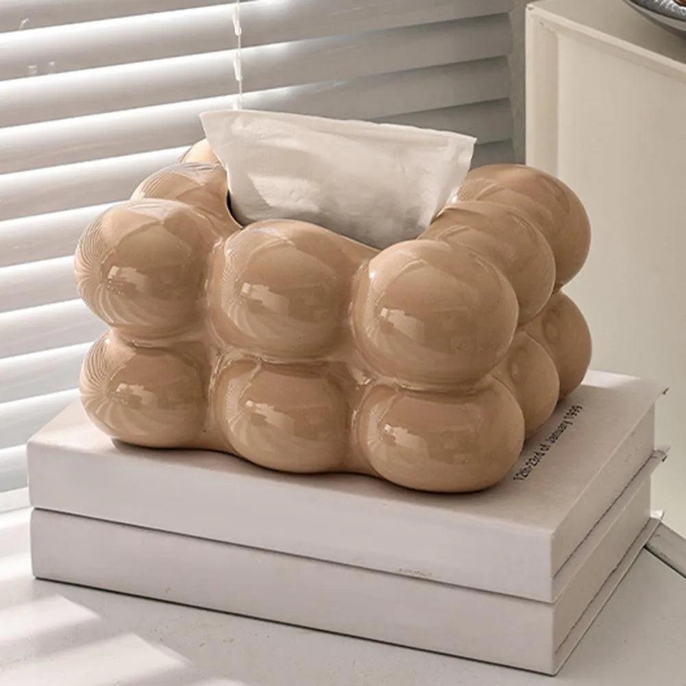 Decorative Ceramics Marshmallow Shape Tissue Box Case │ Modern Napkin Holder Organizer - Besontique Home