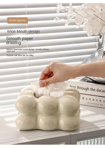 Decorative Ceramics Marshmallow Shape Tissue Box Case │ Modern Napkin Holder Organizer - Besontique Home