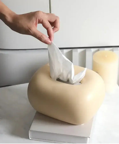 Decorative Ceramics Round Corner Tissue Box Case │ Minimal Napkin Holder Organizer - Besontique Home