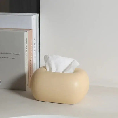 Decorative Ceramics Round Corner Tissue Box Case │ Minimal Napkin Holder Organizer - Besontique Home