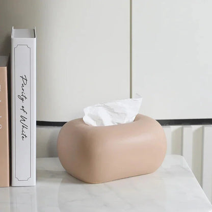 Decorative Ceramics Round Corner Tissue Box Case │ Minimal Napkin Holder Organizer - Besontique Home
