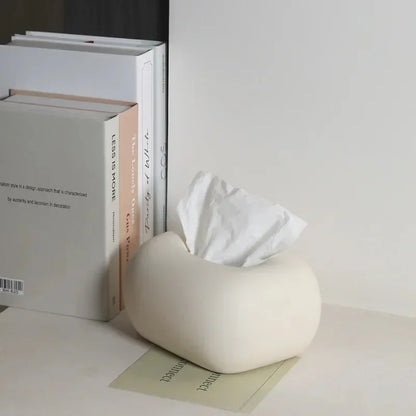 Decorative Ceramics Round Corner Tissue Box Case │ Minimal Napkin Holder Organizer - Besontique Home
