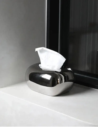 Decorative Ceramics Round Corner Tissue Box Case │ Minimal Napkin Holder Organizer - Besontique Home