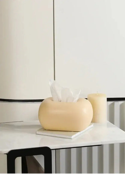 Decorative Ceramics Round Corner Tissue Box Case │ Minimal Napkin Holder Organizer - Besontique Home