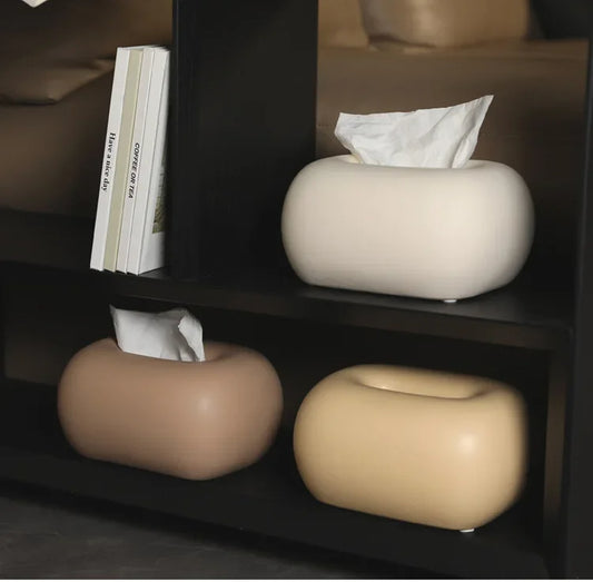Decorative Ceramics Round Corner Tissue Box Case │ Minimal Napkin Holder Organizer - Besontique Home