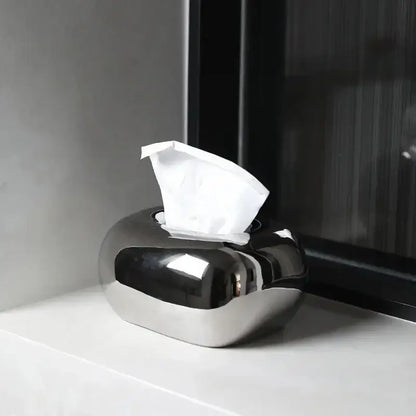 Decorative Ceramics Round Corner Tissue Box Case │ Minimal Napkin Holder Organizer - Besontique Home