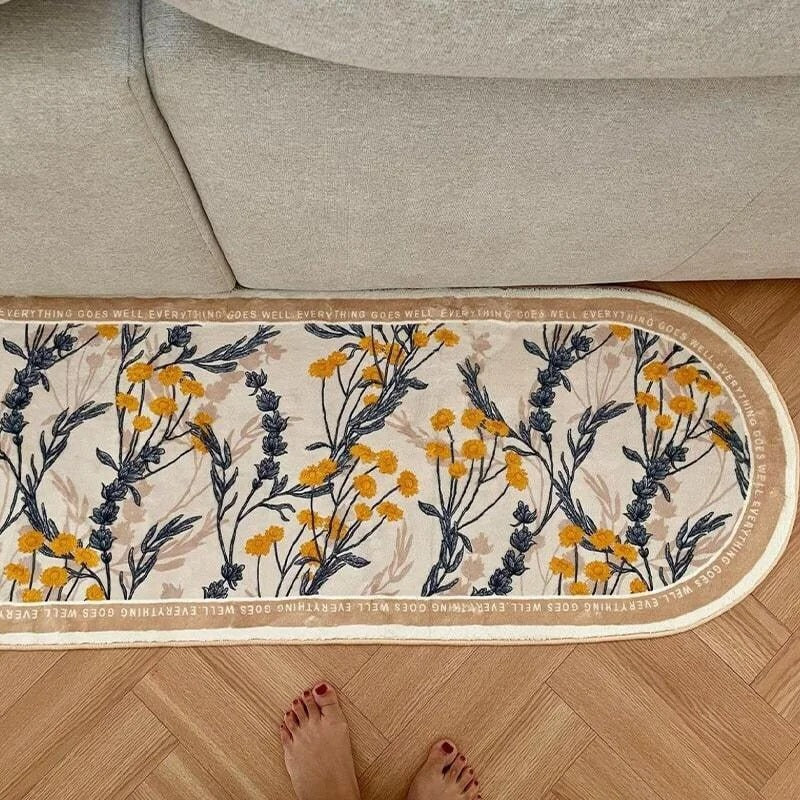 Modern Floral Fluffy Bedside Decorative Rug │ Soft Anti-slip Absorbent Bathroom Floor Mat Besontique Home Decor