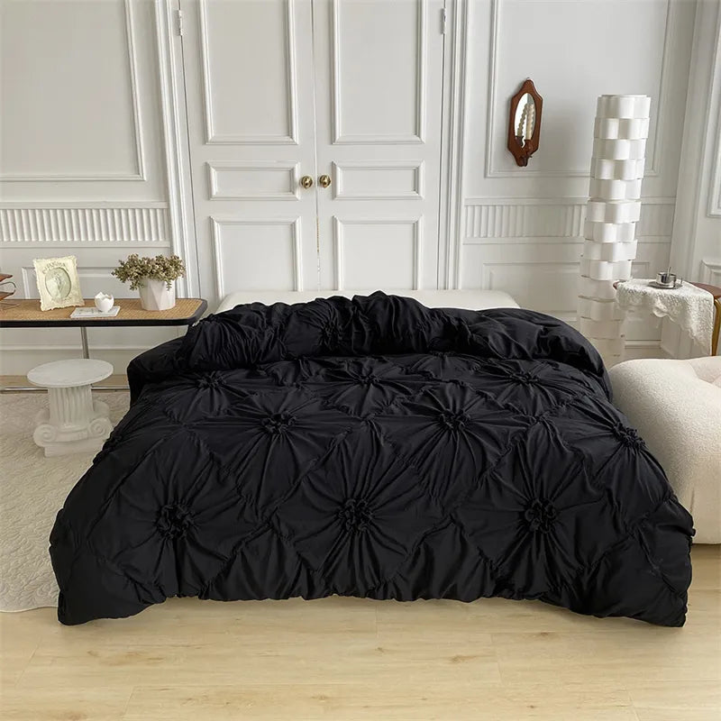 High End Three-dimensional Pinch Pleated Bedding Set │ Modern Boho Quilt Bed Duvet cover Pillow case Besontique Home Decor Bedroom
