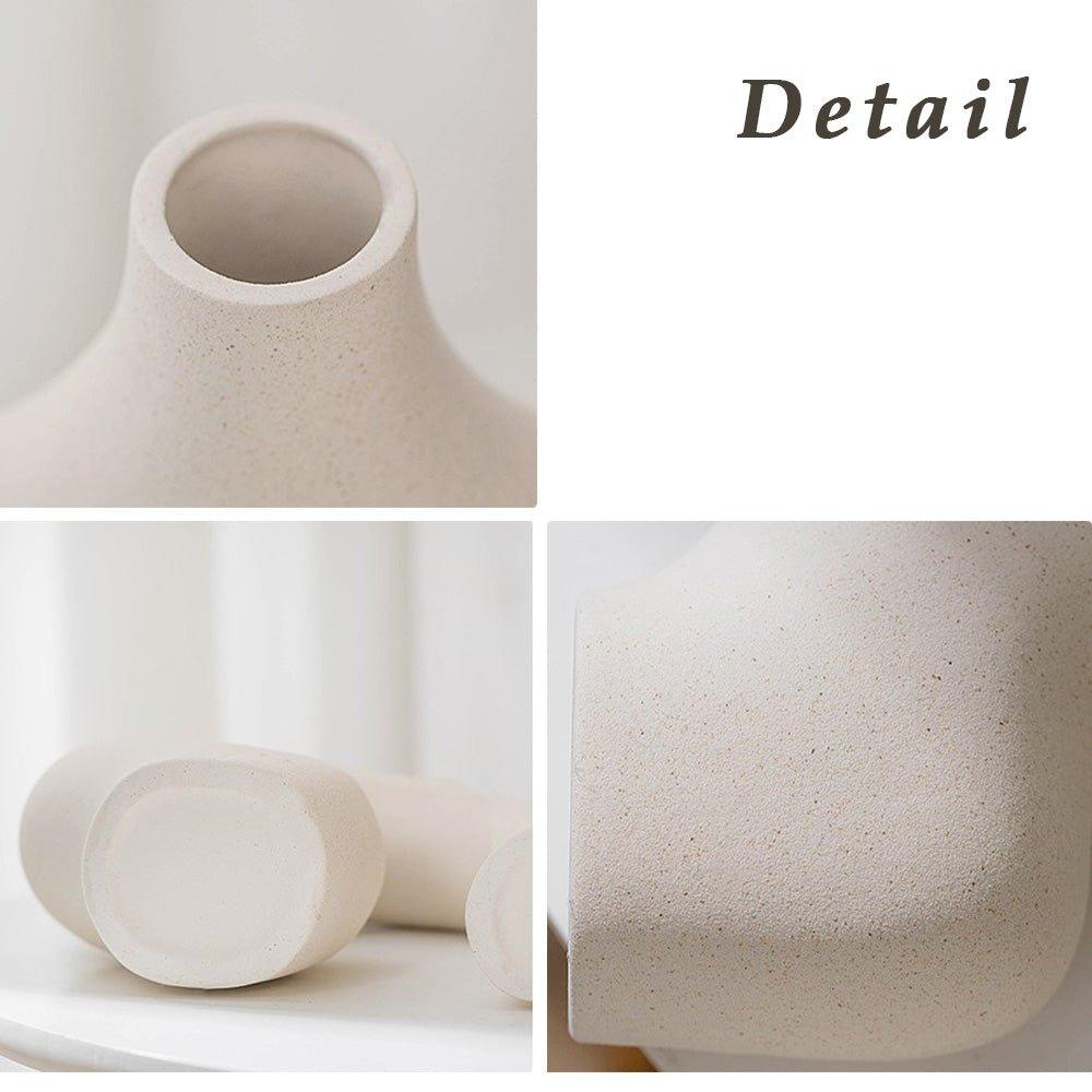 European style Ceramic Bisque Vase Set │ Modern Beige Dried Flower Pot Set - Besontique
