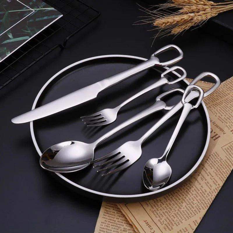 European Style Luxury Cutlery 4 pcs Set │ Stainless Steel Knife Fork Spoon Modern Tableware Elegant Kitchenware - Besontique Home