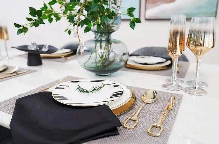 European Style Luxury Cutlery 4 pcs Set │ Stainless Steel Knife Fork Spoon Modern Tableware Elegant Kitchenware - Besontique Home