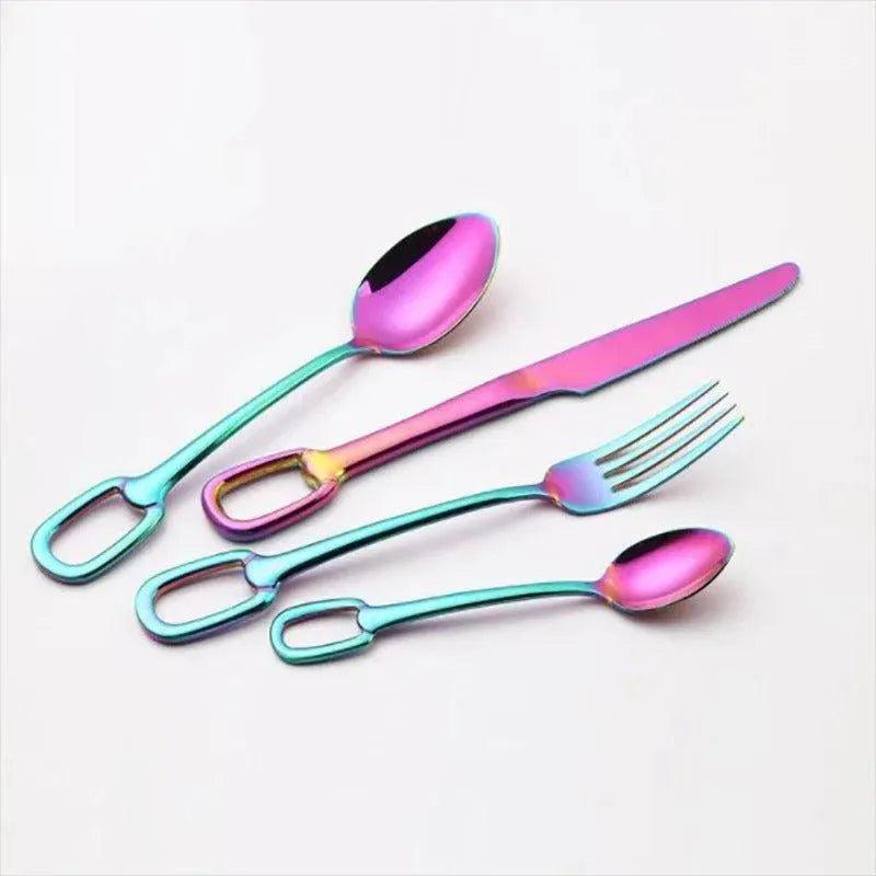 European Style Luxury Cutlery 4 pcs Set │ Stainless Steel Knife Fork Spoon Modern Tableware Elegant Kitchenware - Besontique Home
