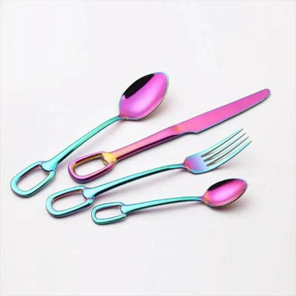 European Style Luxury Cutlery 4 pcs Set │ Stainless Steel Knife Fork Spoon Modern Tableware Elegant Kitchenware - Besontique Home