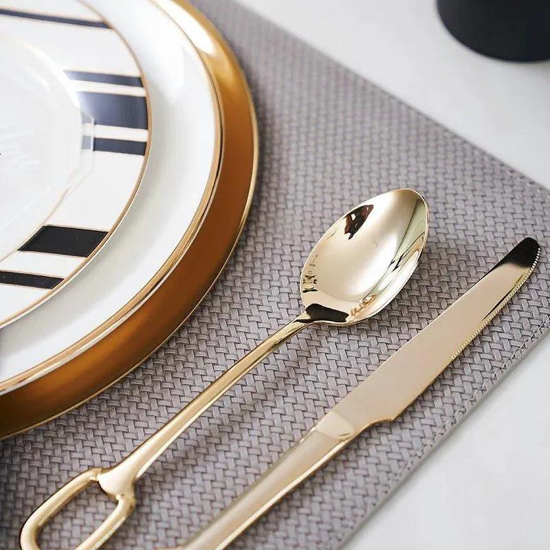 European Style Luxury Cutlery 4 pcs Set │ Stainless Steel Knife Fork Spoon Modern Tableware Elegant Kitchenware - Besontique Home