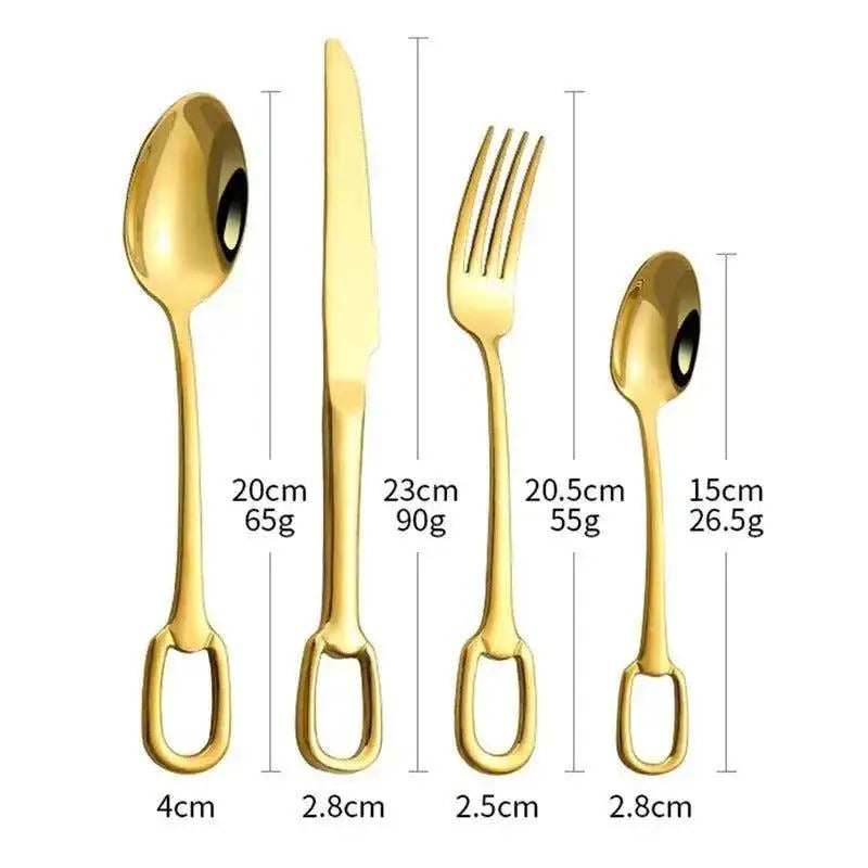 European Style Luxury Cutlery 4 pcs Set │ Stainless Steel Knife Fork Spoon Modern Tableware Elegant Kitchenware - Besontique Home