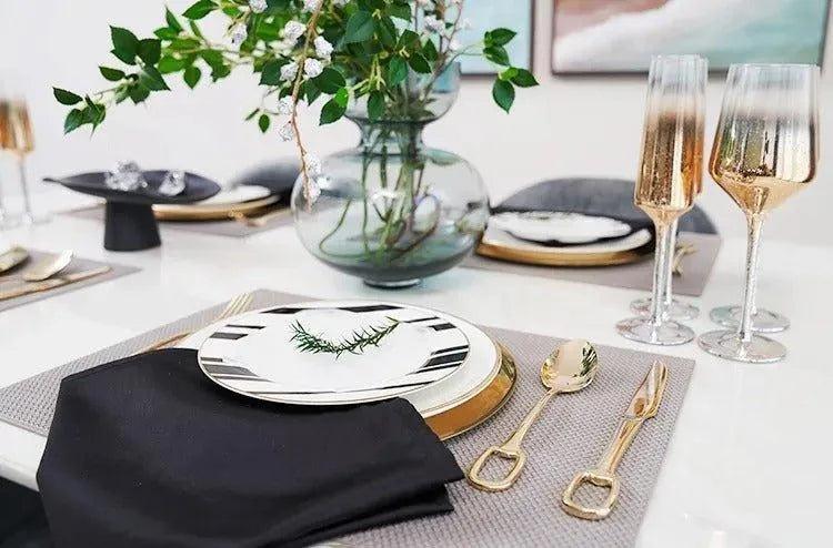 European Style Luxury Cutlery 4 pcs Set │ Stainless Steel Knife Fork Spoon Modern Tableware Elegant Kitchenware - Besontique Home