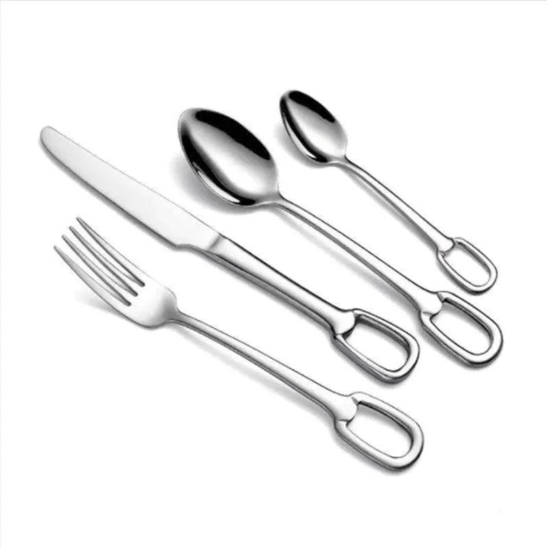 European Style Luxury Cutlery 4 pcs Set │ Stainless Steel Knife Fork Spoon Modern Tableware Elegant Kitchenware - Besontique Home
