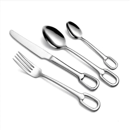 European Style Luxury Cutlery 4 pcs Set │ Stainless Steel Knife Fork Spoon Modern Tableware Elegant Kitchenware - Besontique Home