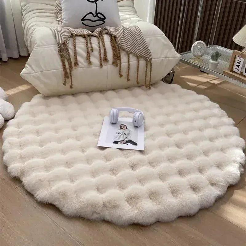 Faux Fur Fluffy Plush Round Rug │ Soft Bubble Velvet Wool-like Anti-slip Floor Carpet - Besontique Home