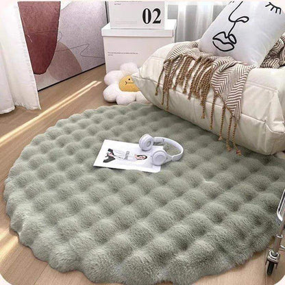 Faux Fur Fluffy Plush Round Rug │ Soft Bubble Velvet Wool-like Anti-slip Floor Carpet - Besontique Home