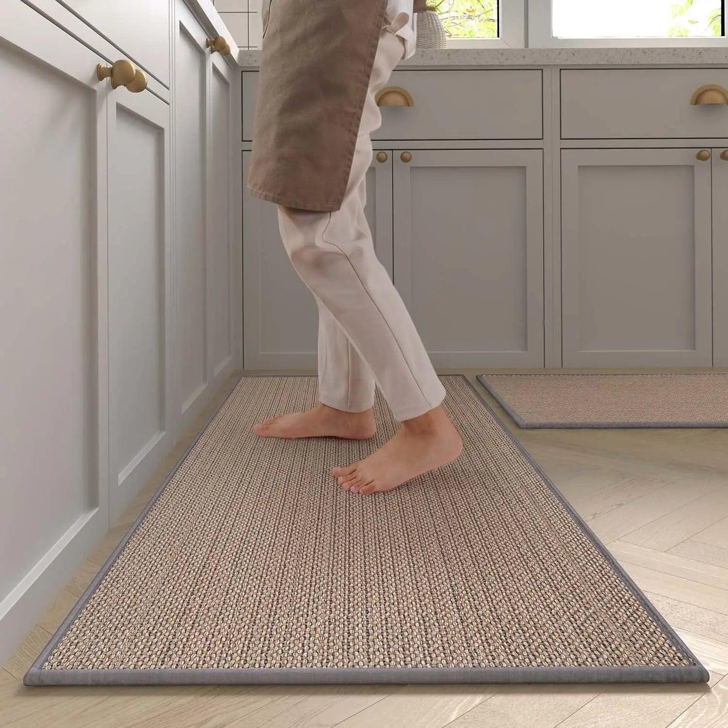 Faux Woven Washable Non-slip Kitchen Rug │ Faux Sisal Running Floor Mat - Besontique