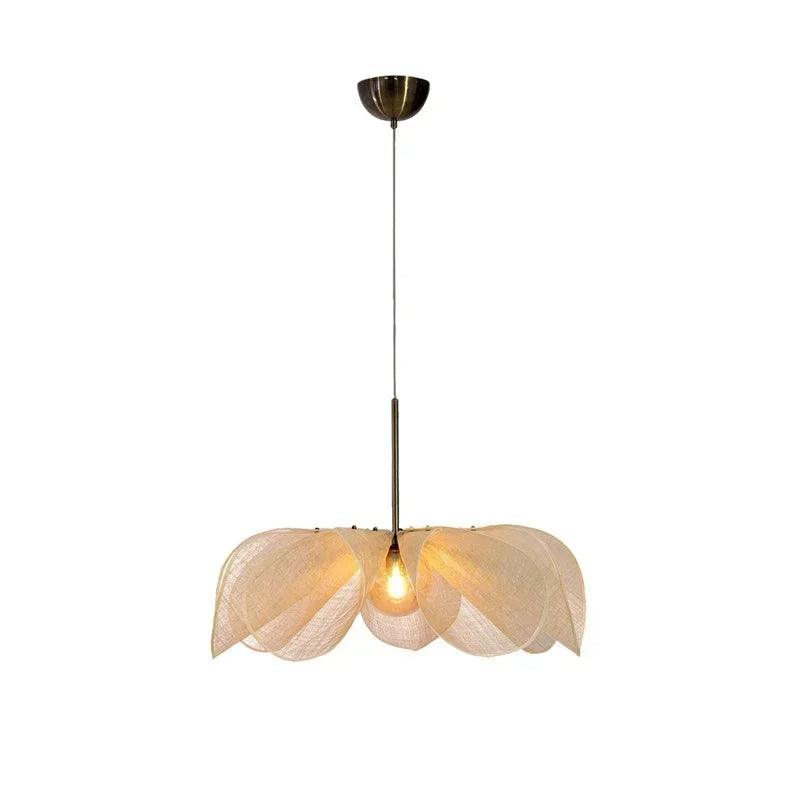 French Art Deco Fabric Petal Pendant Ceiling Light │ Boho Vintage Chandelier Hanging Lamp - Besontique Home