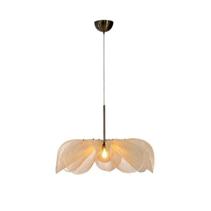 French Art Deco Fabric Petal Pendant Ceiling Light │ Boho Vintage Chandelier Hanging Lamp - Besontique Home