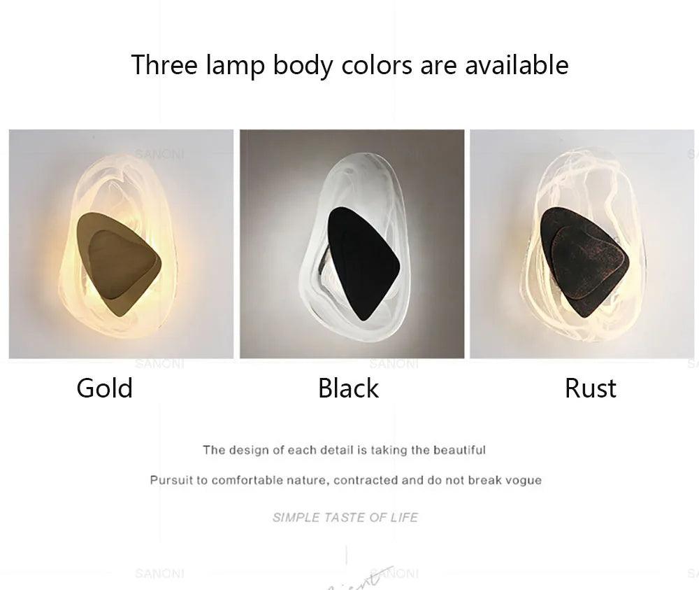 Geometric Design Modern LED Wall Light Lamp (Gold/Black/Rust) │ Bedside Wall Mounted Lighting - Besontique