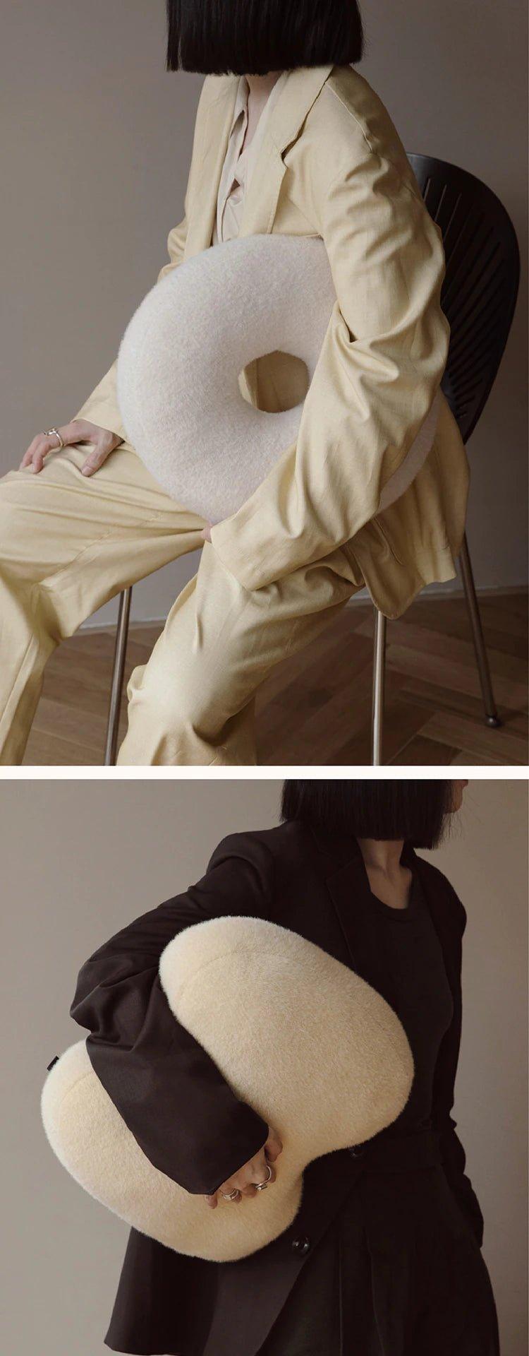 Geometric Solid Plush Sofa Cushions │ Neutral Tone Decorative Throw Pillows - Besontique