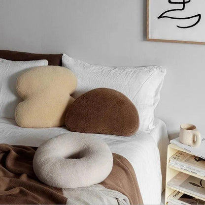 Geometric Solid Plush Sofa Cushions │ Neutral Tone Decorative Throw Pillows - Besontique Home