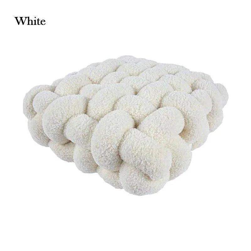 Hand Woven Knot Square Seat Cushion │ Wool Solid Color Throw Pillow - Besontique Home