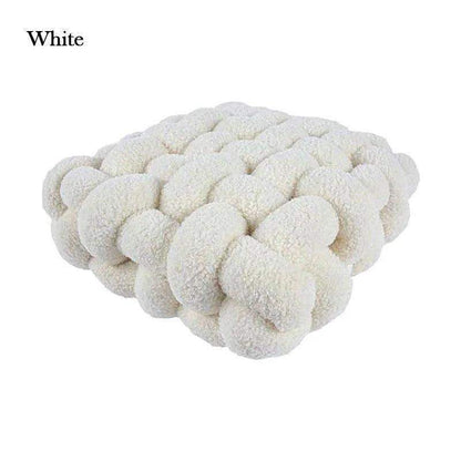 Hand Woven Knot Square Seat Cushion │ Wool Solid Color Throw Pillow - Besontique Home