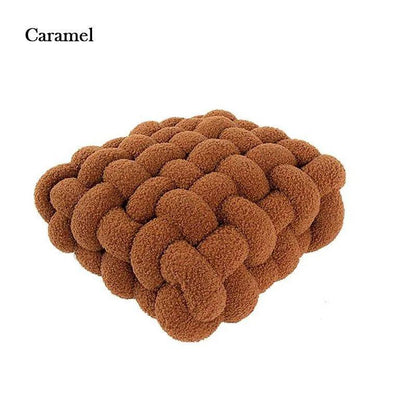 Hand Woven Knot Square Seat Cushion │ Wool Solid Color Throw Pillow - Besontique Home