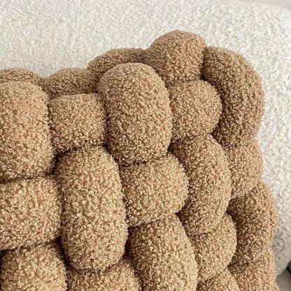 Hand Woven Knot Square Seat Cushion │ Wool Solid Color Throw Pillow - Besontique Home