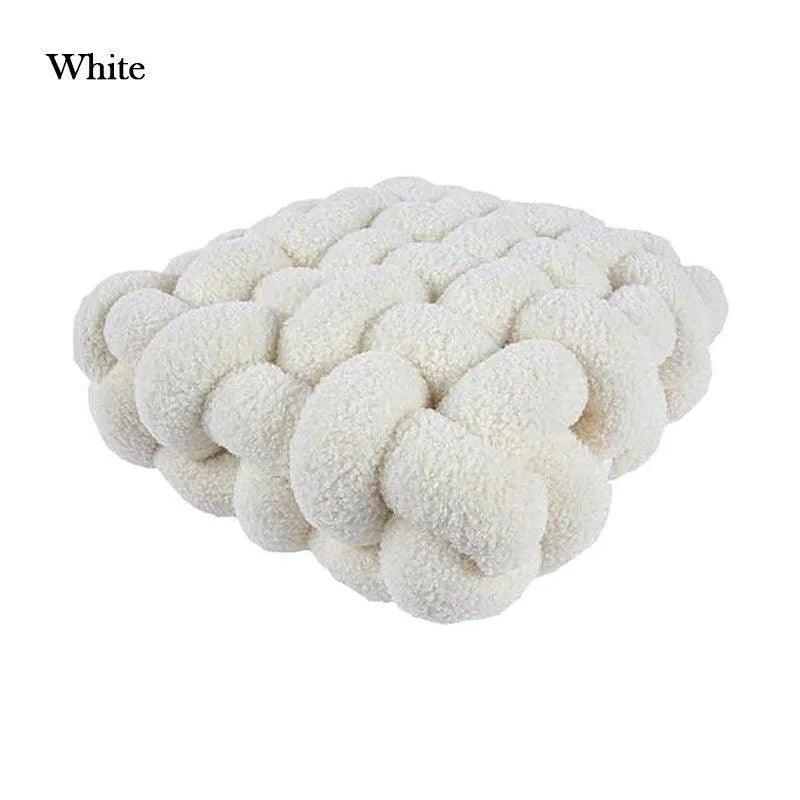 Hand Woven Knot Square Seat Cushion │ Wool Solid Color Throw Pillow - Besontique Home