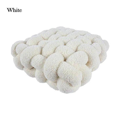 Hand Woven Knot Square Seat Cushion │ Wool Solid Color Throw Pillow - Besontique Home