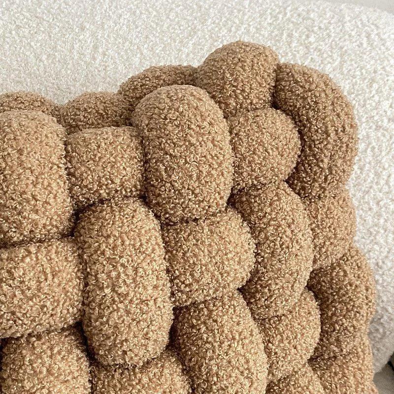 Hand Woven Knot Square Seat Cushion │ Wool Solid Color Throw Pillow - Besontique Home