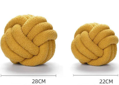Hand-woven Knotted Ball Cushion │ Sofa Living Room Decorative Spherical Throw Pillow - Besontique Home