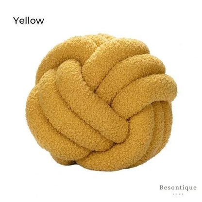 Hand-woven Knotted Ball Cushion │ Sofa Living Room Decorative Spherical Throw Pillow - Besontique Home