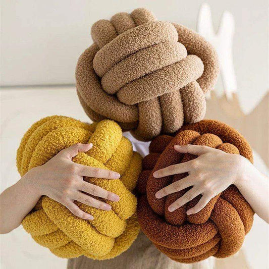 Hand-woven Knotted Ball Cushion │ Sofa Living Room Decorative Spherical Throw Pillow - Besontique Home