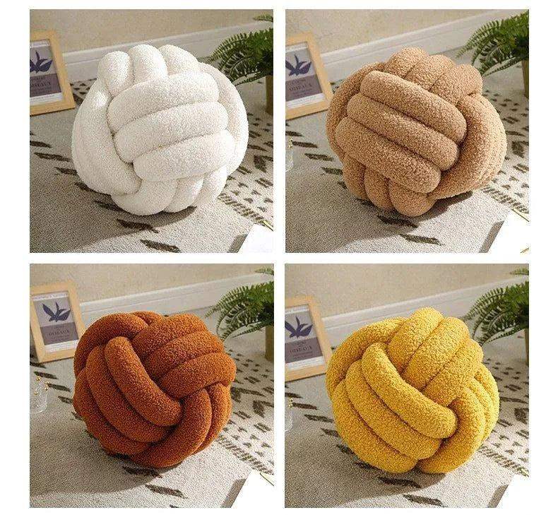 Hand-woven Knotted Ball Cushion │ Sofa Living Room Decorative Spherical Throw Pillow - Besontique Home