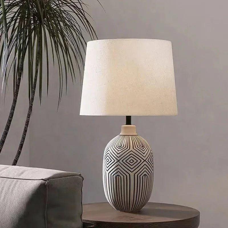 Handmade Bohemian Antique Carved Table Lamp │ Modern Retro Big Desk Lights - Besontique Home