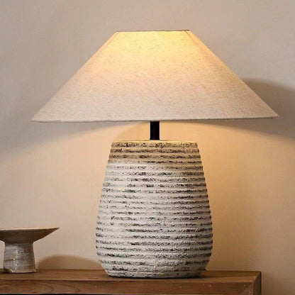 Handmade Modern Vintage Style Table Lamp │ Simple Nordic Natural Ceramic Desk Light - Besontique