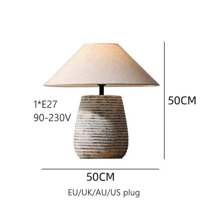Handmade Modern Vintage Style Table Lamp │ Simple Nordic Natural Ceramic Desk Light - Besontique Home