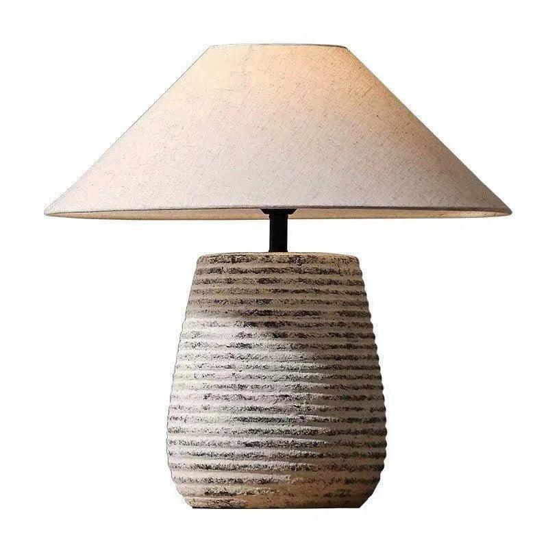 Handmade Modern Vintage Style Table Lamp │ Simple Nordic Natural Ceramic Desk Light - Besontique Home