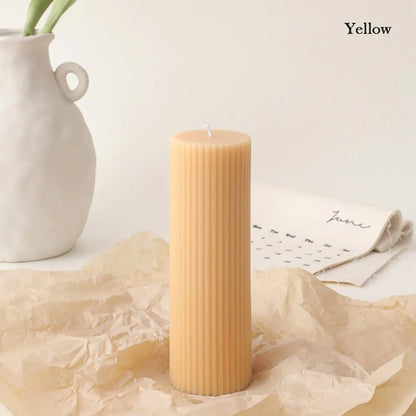 Handmade Pillar Cylindrical Candle 1 pcs │ Woolen Texture Decorative Long Candles - Besontique